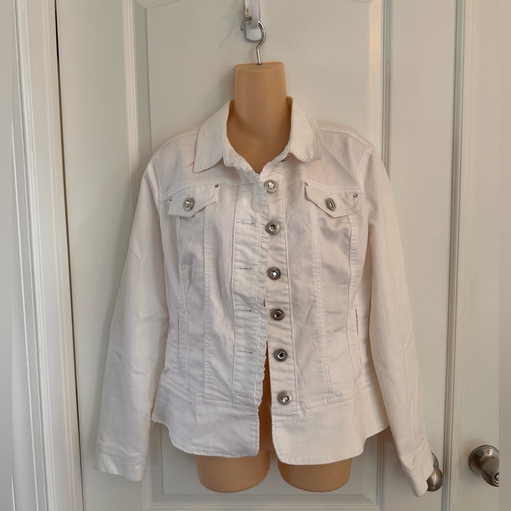Baccini White Jean Jacket Denim Silver